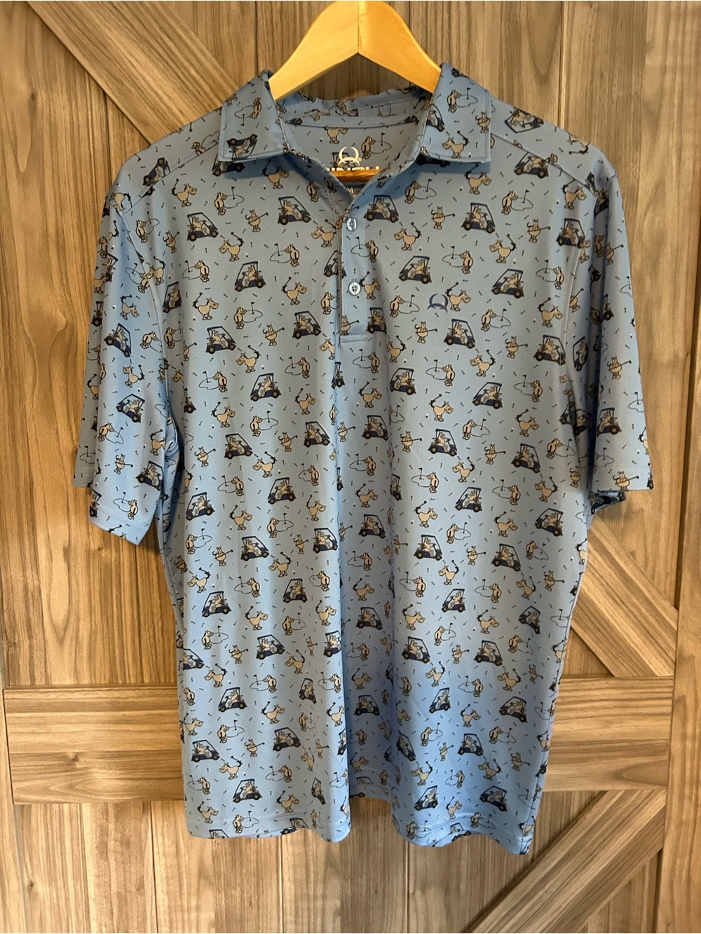 Cinch ArenaFlex Golf Polo Shirt – Men's Medium (Novelty Horse & Cart Print)